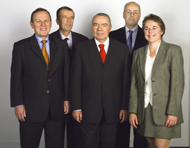 The five commissioners - Michel BOURGUIGNON - François BARTHÉLEMY - André-Claude LACOSTE - Marc SANSON - Marie-Pierre COMETS