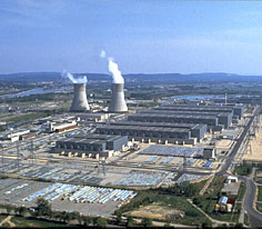 View of the EURODIF gaseous diffusion uranium isotopes separation facility on the Tricastin site